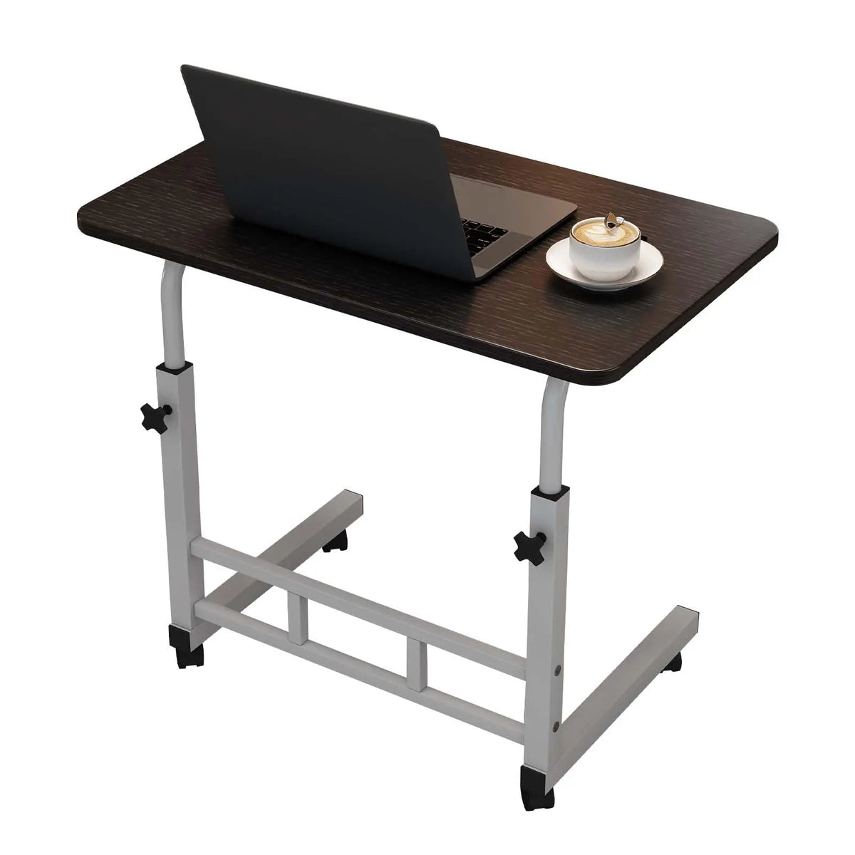Adjustable Height Standing Desk With Wheels, Mobile C Shaped Laptop Table, Rolling Computer Workstation For Home Office Bed Sofa