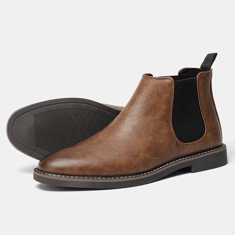 Hecrafted Chelsea Boots for Men Leather Casual Retro Ankle Boots