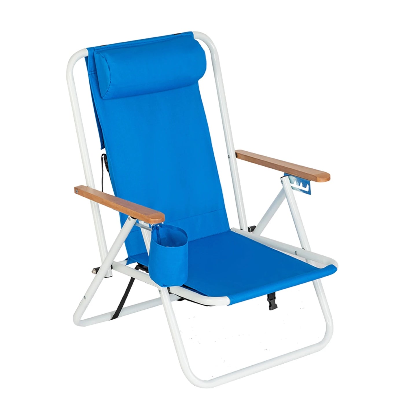 Portable Beach Chair With Adjustable Headrest Foldable Outdoor Camping