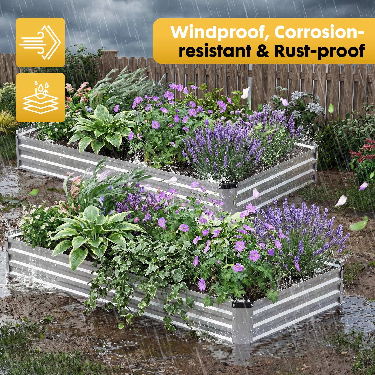 JHK Rectangular Outdoor Metal Garden Bed Planter Box For Vegetables