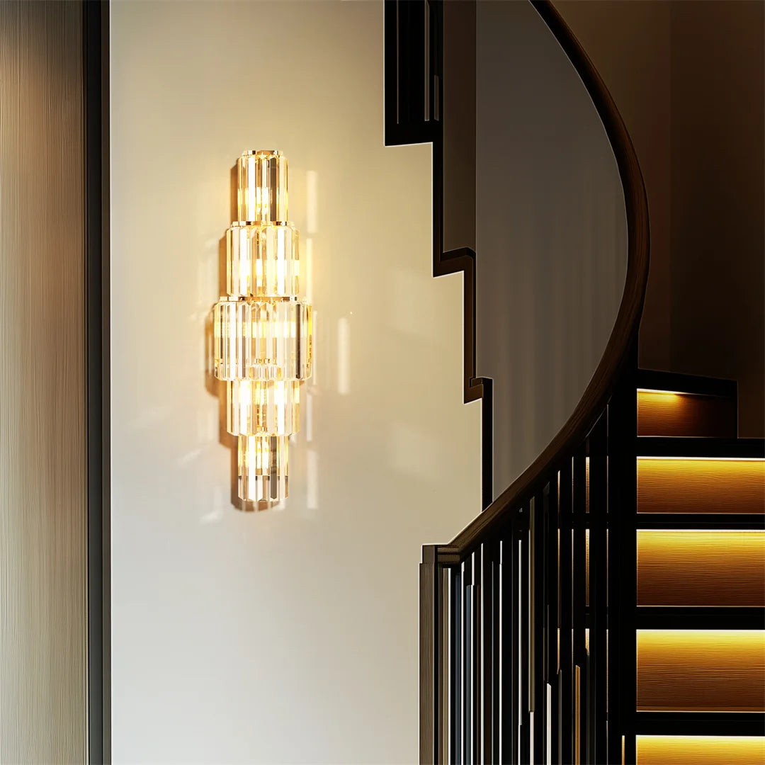 LUVODI Modern Crystal Wall Lamp 3-Layer Sconce Light With E14 LED