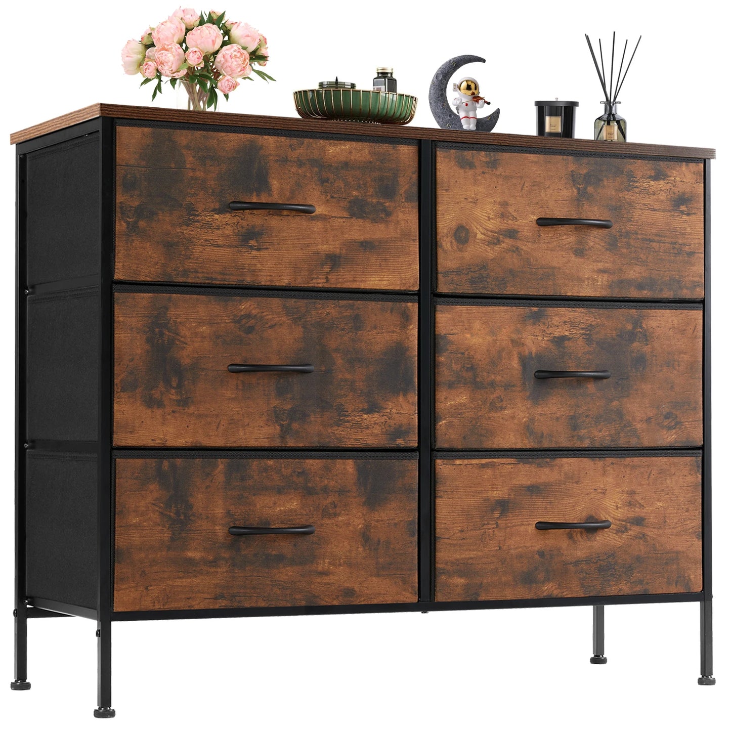 JHK Fabric Cabinet With Six Drawers For Living Room Storage