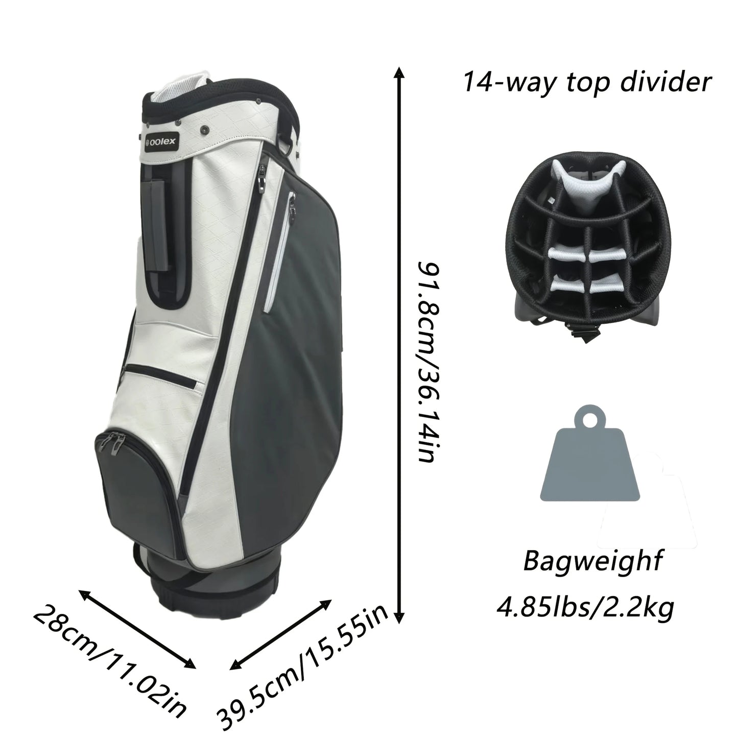 Durable Lightweight Golf Bag 14-Way Divider for Men & Women