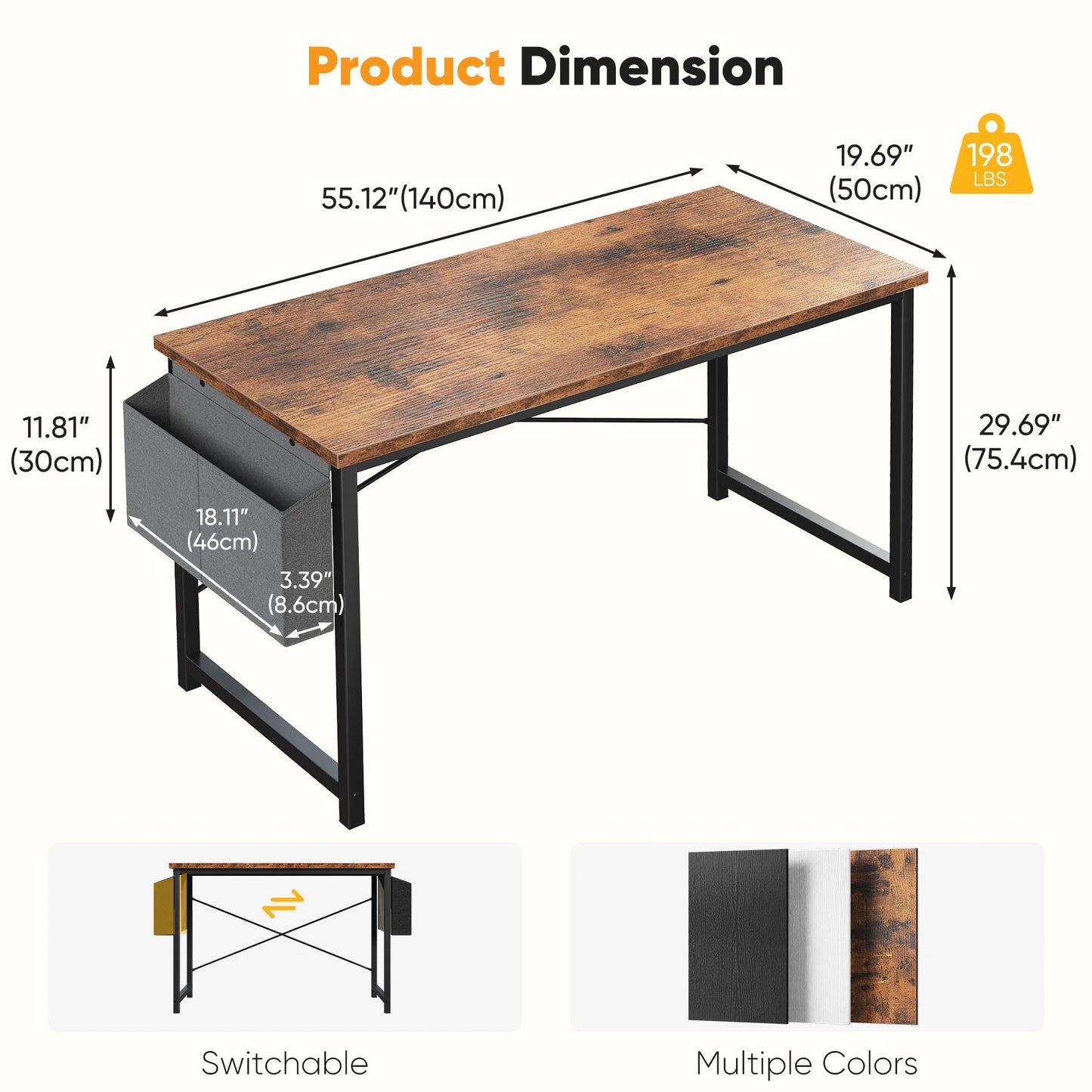 JHK 55 Inch Computer Office Desk With Storage Bag