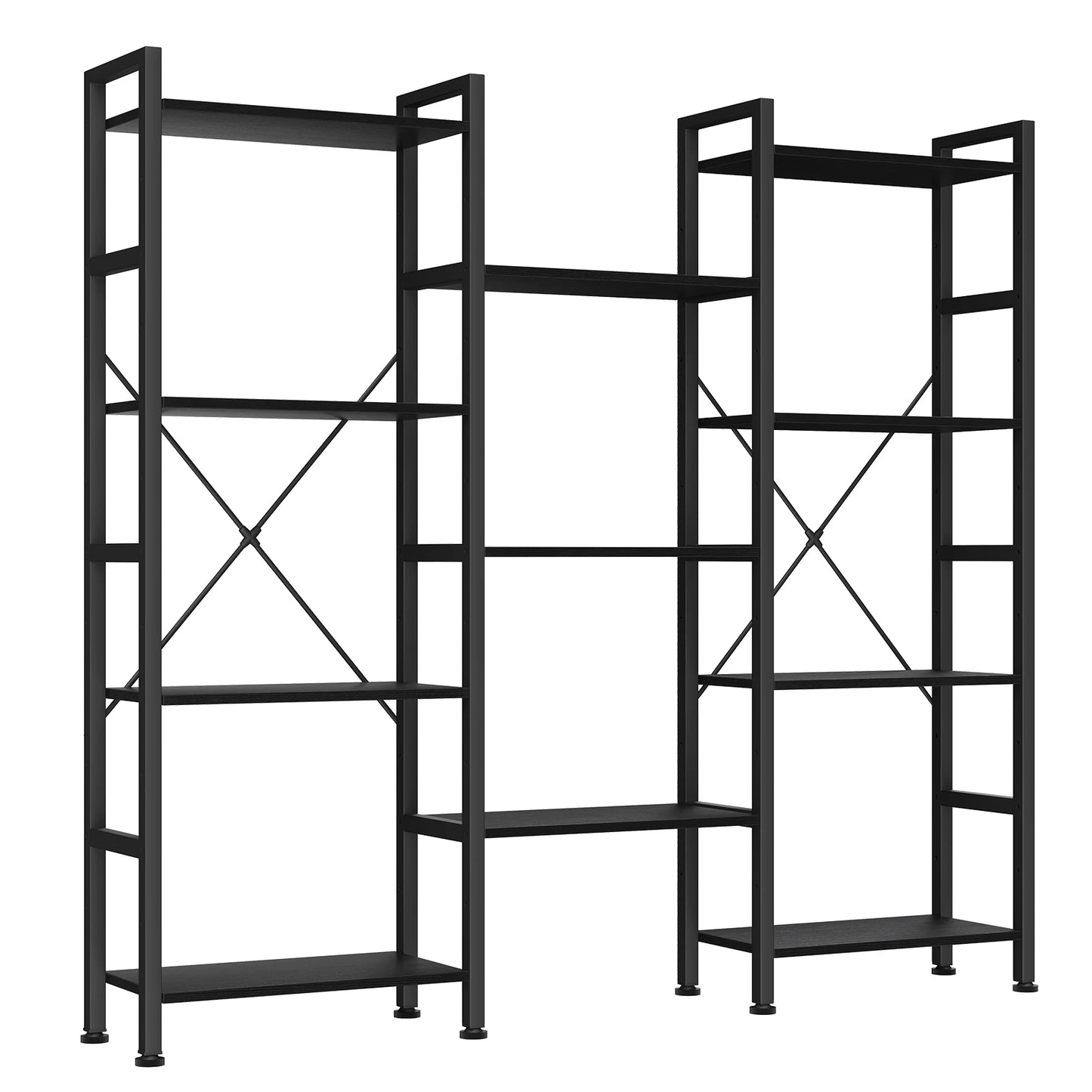 JHK 4 Tier Wide Display Bookshelf Combination Adjustable Shelf Storage Standing Shelf Stable Frame Graduated Shelves for Home