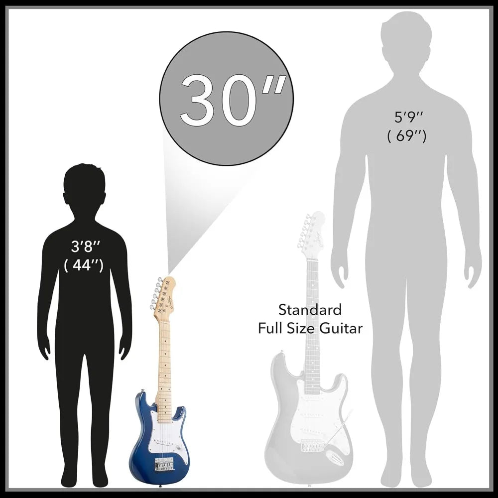 30-Inch Beginner Electric Guitar Kit with Amp, Gig Bag, and Accessories (Blue)