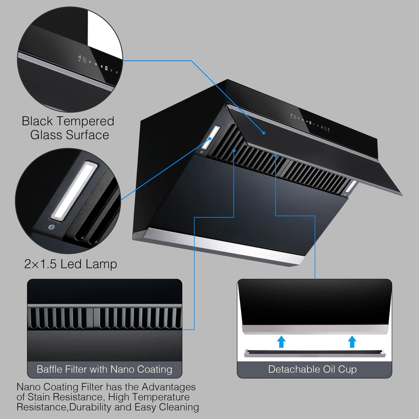 Tieasy 900 CFM Under Cabinet Range Hood With Auto Clean