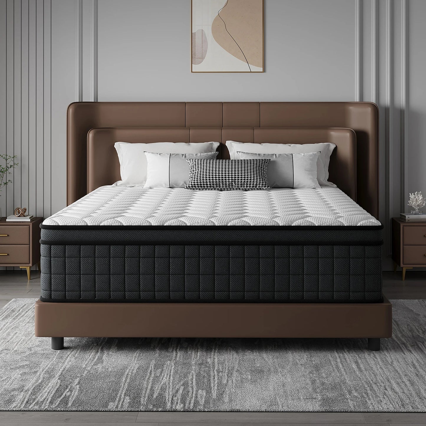 8/10/12/14 Inch Queen Twin Full Size Mattress& King Size Mattress In A Box, Hybrid Mattress with Independent Pocket Spring - Silent And Undisturbing, Memory Foam - High Resilience, Thickened Edge Support, Pressure Release - L