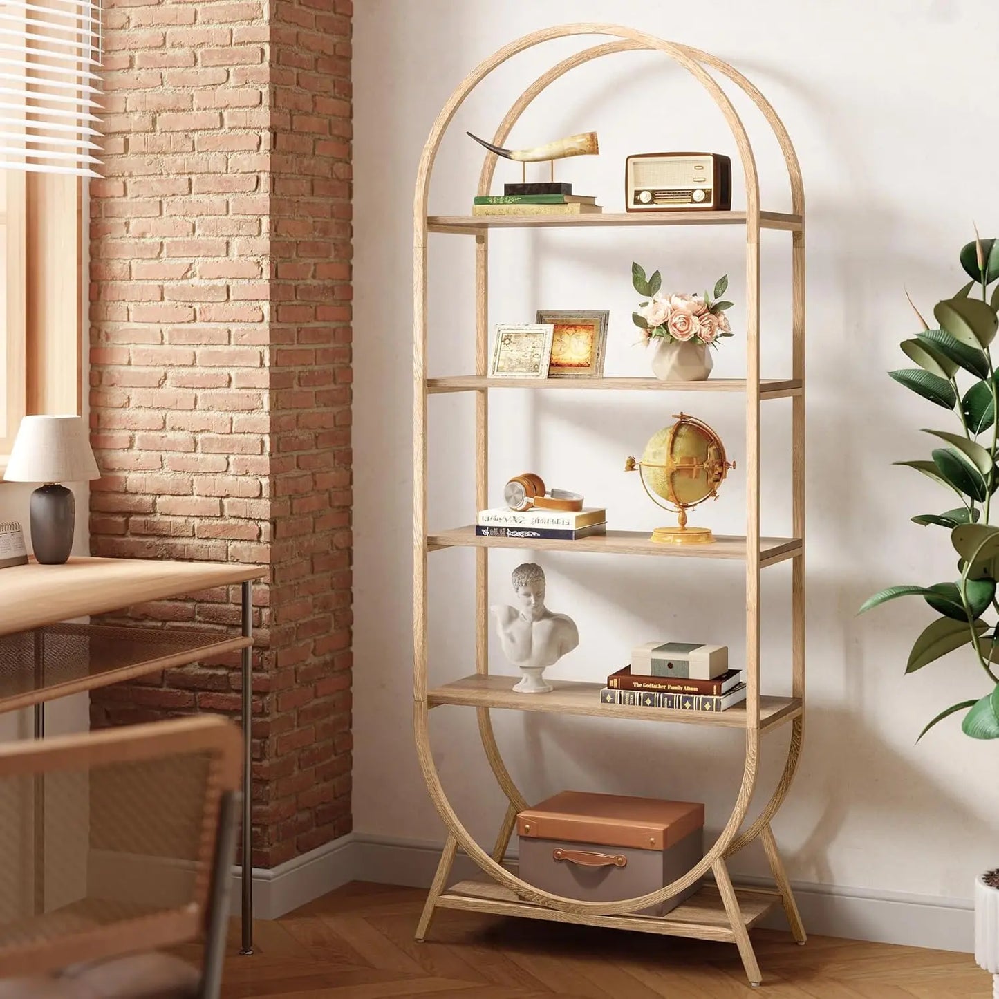 Little Tree 5 Tier Arched Bookshelf Freestanding Modern Bookcase