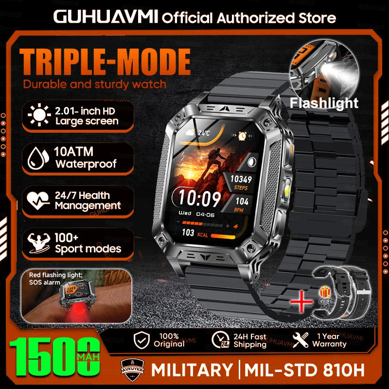 Military Grade Smart Watch With 1500mAh Battery And 100 Days Battery Life