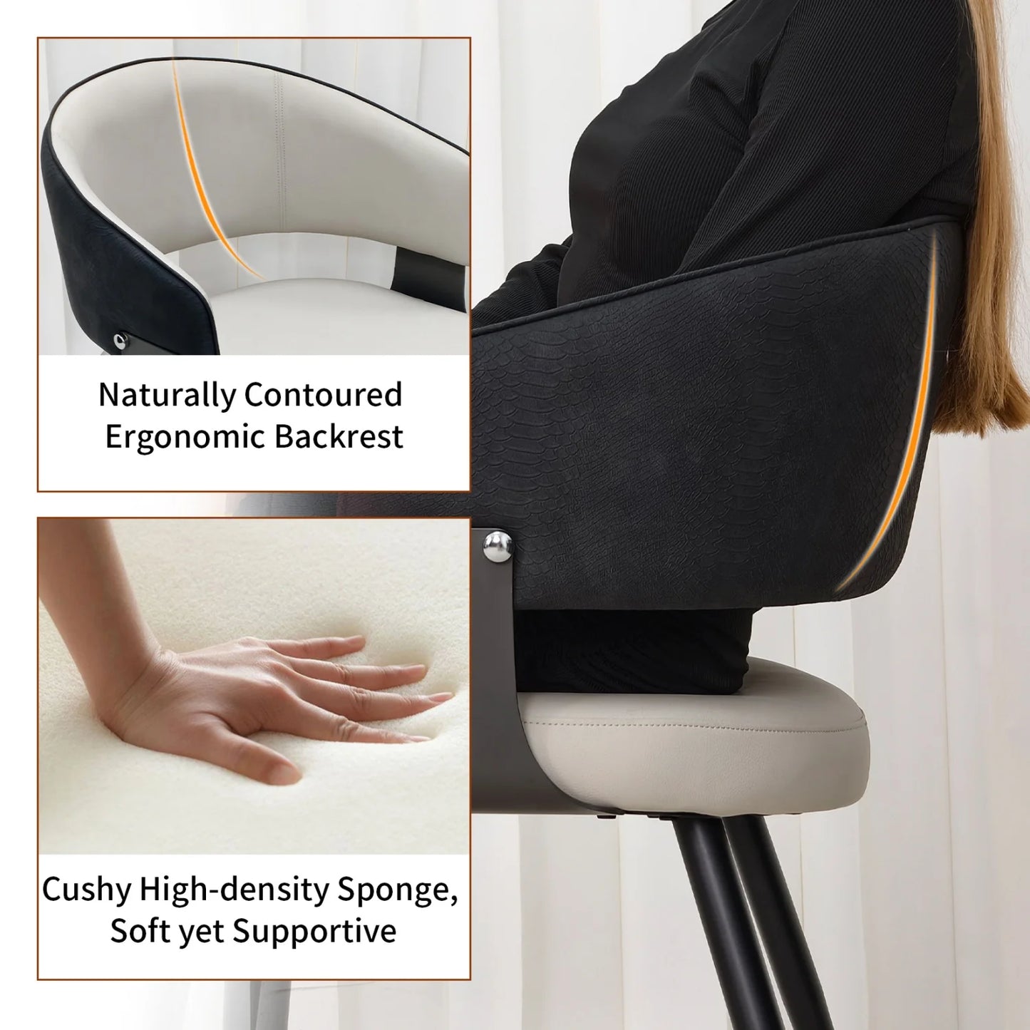 Modern Stylish Padded Dining Chair With Metal Frame