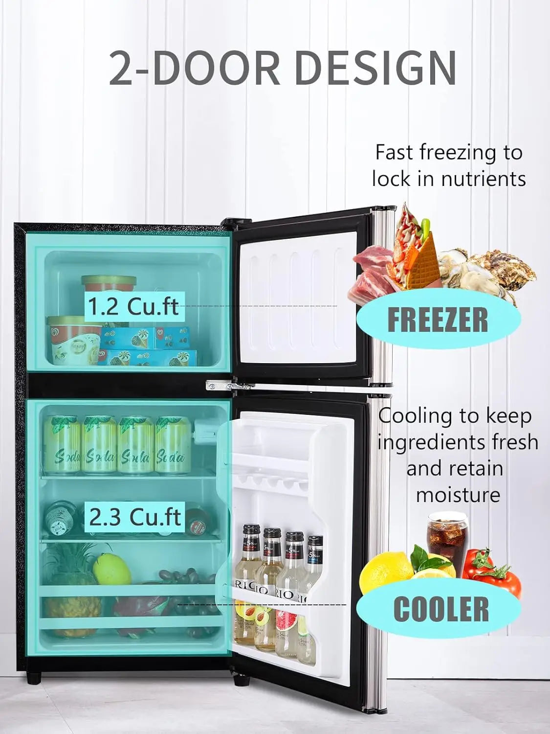 Krib Bling Mini Fridge With Freezer On Top Energy Efficient