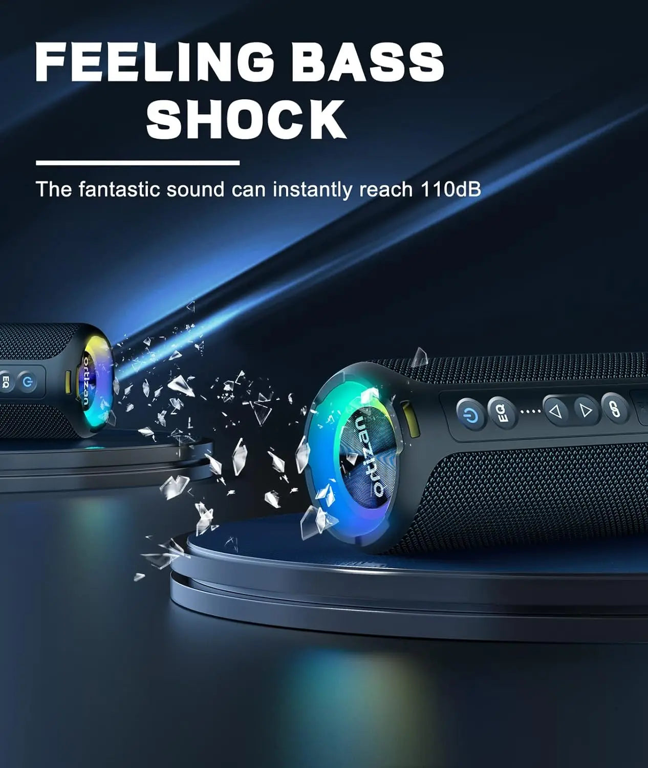 Ortizan X8 Pro Bluetooth Speaker 40W Stereo Sound IPX7 Waterproof 30H Playtime