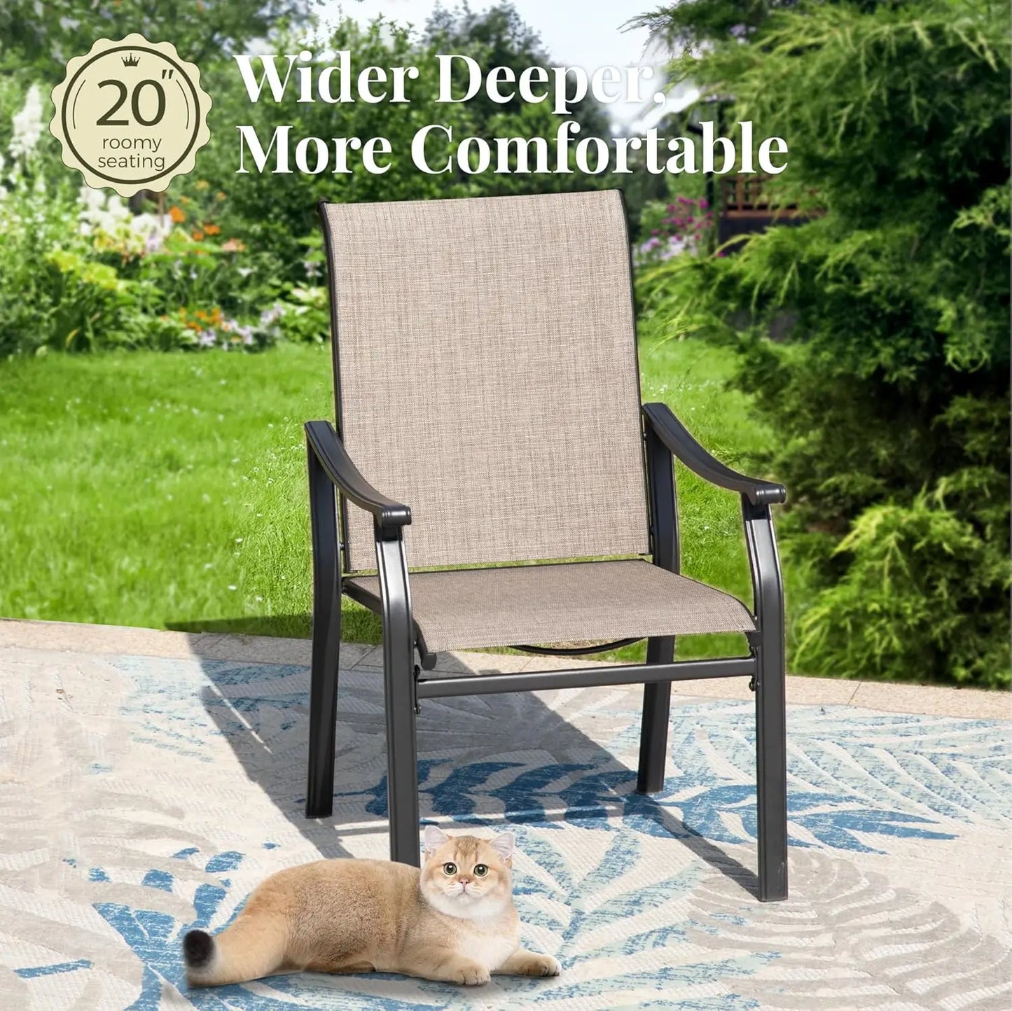 Modern Outdoor Patio Dining Set With Textilene Chairs