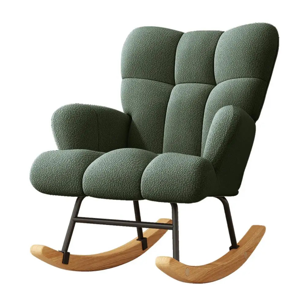 Rocking Chair Leisure Armchair With Padded Velvet Seat Solid Wood