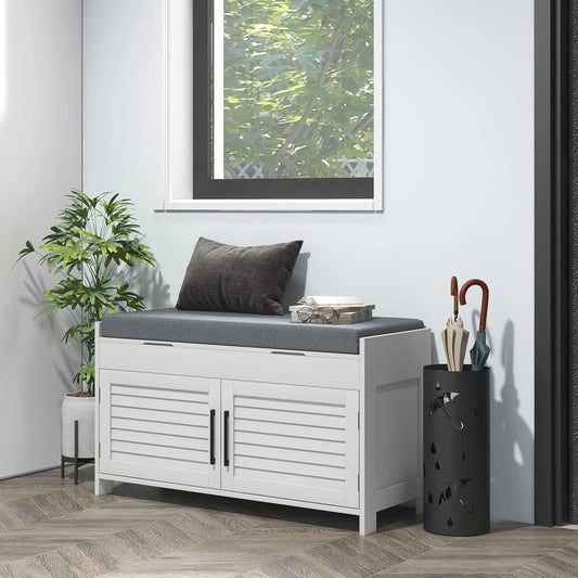 HOMCOM Shoe Bench With Cushion And Hidden Storage Compartments