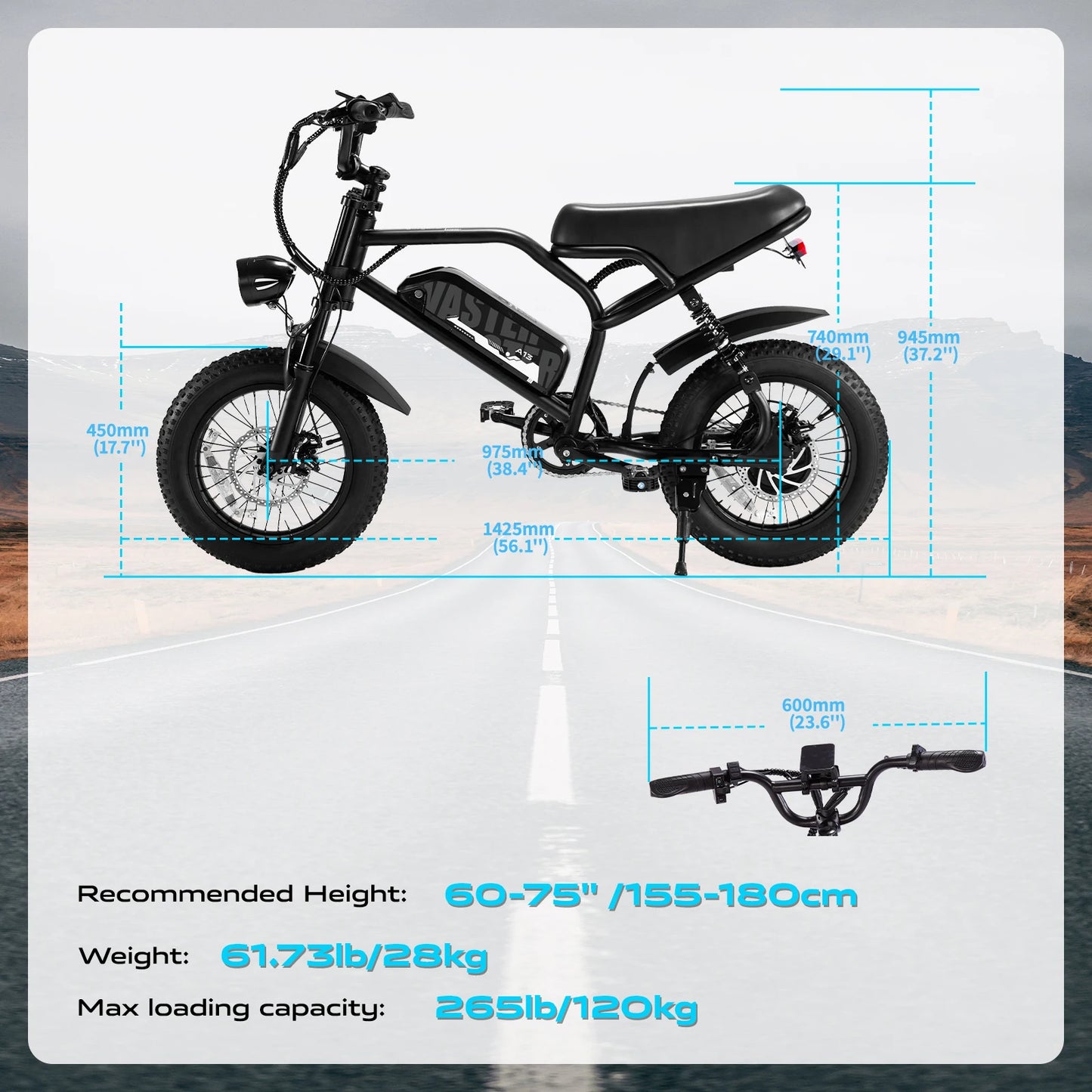 AVDLEU Mountain Electric Bike With 16 Inch Fat Tire