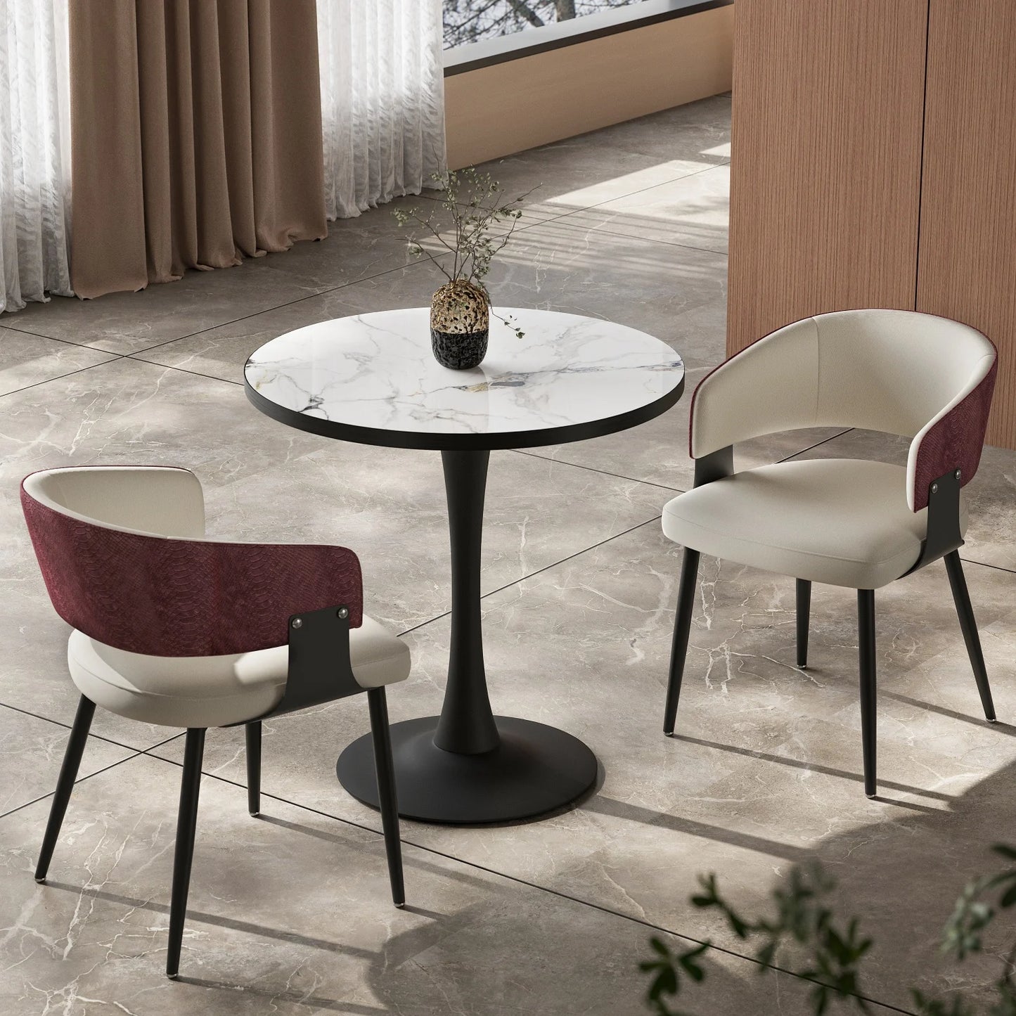 Modern Stylish Padded Dining Chair With Metal Frame