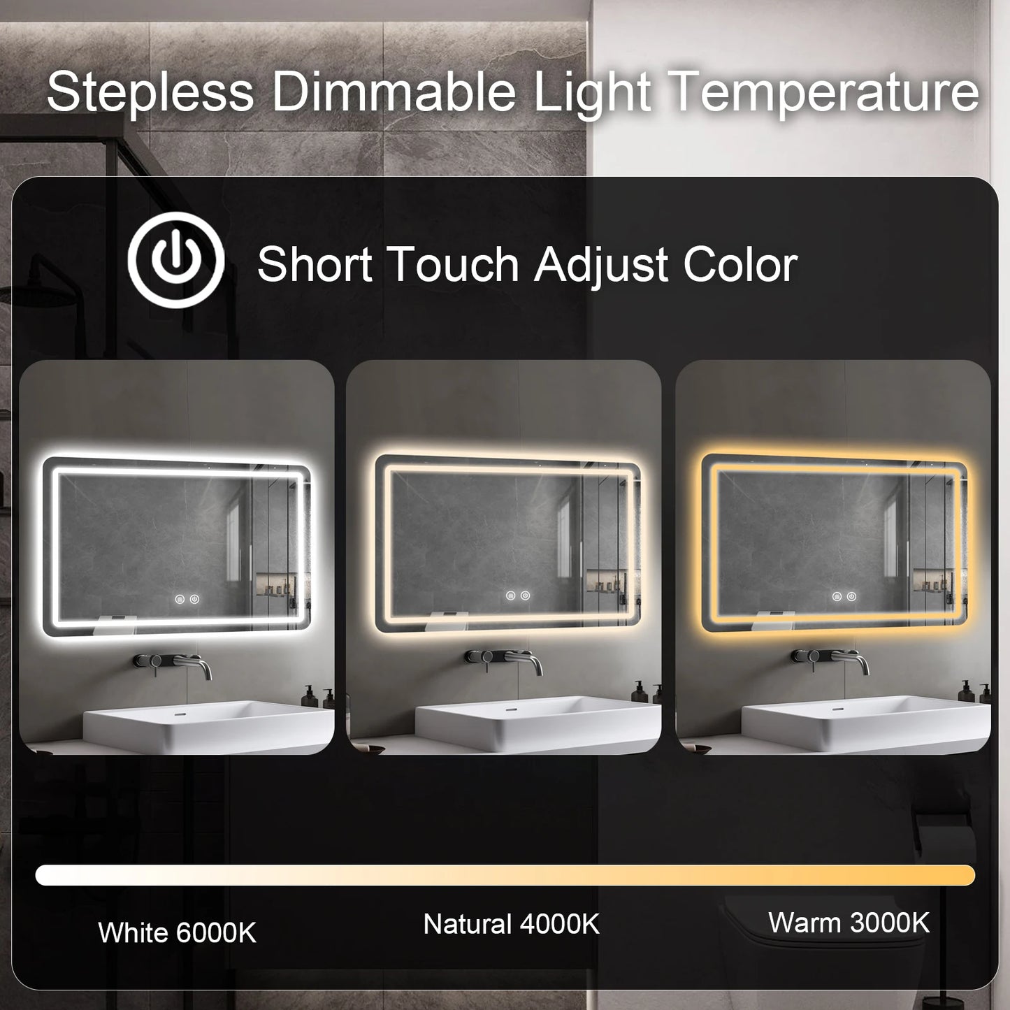MYGIIVOVO Fogless LED Bathroom Mirror With Backlit Demister