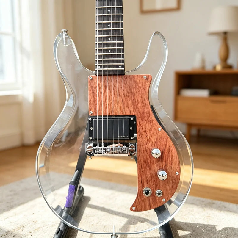Electric guitar 6 Strings 23 Frets Rosewood Fingerboard, Transparent Acrylic Body Maple Neck guitar,Live guitar performance ,Beginner Friendly Guitar,Practice guitar