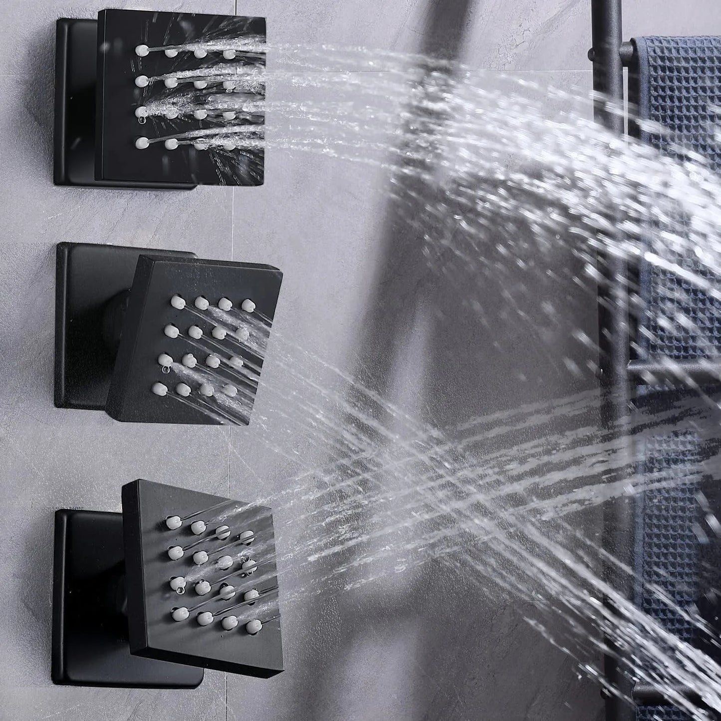 Thermostatic Rain Shower System Kit With Massage Faucet