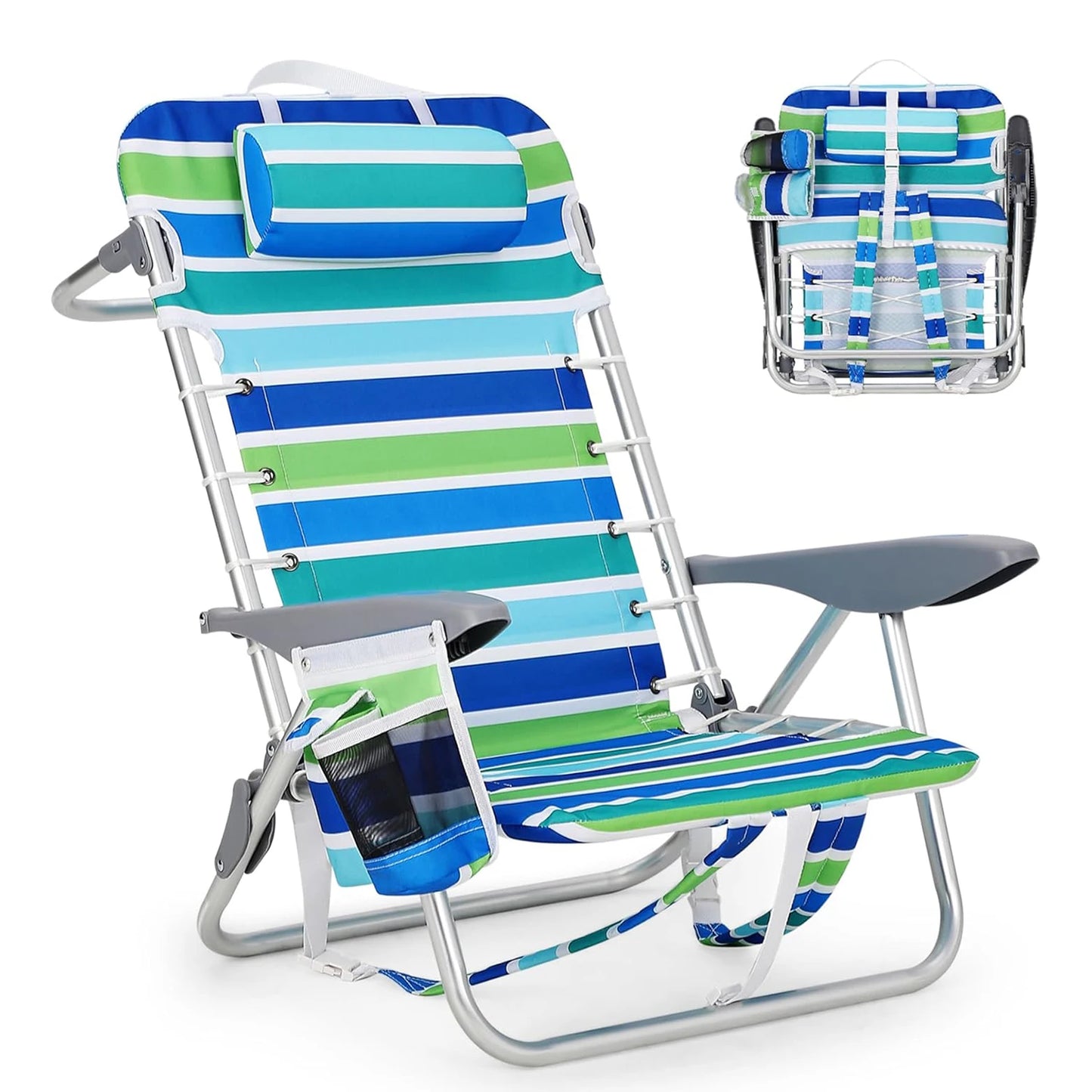 TWISTER.CK Portable Backpack Beach Chair With Five Reclining Positions
