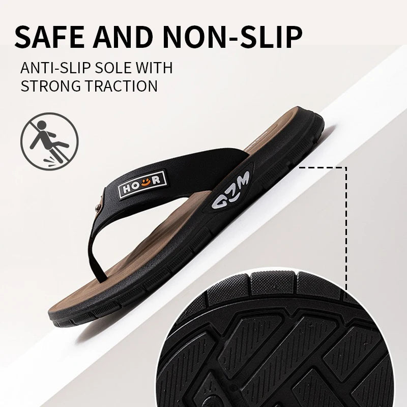 Men's Beach Slippers Anti-Slip Wear-Resistant Thick Sole PVC Sandals