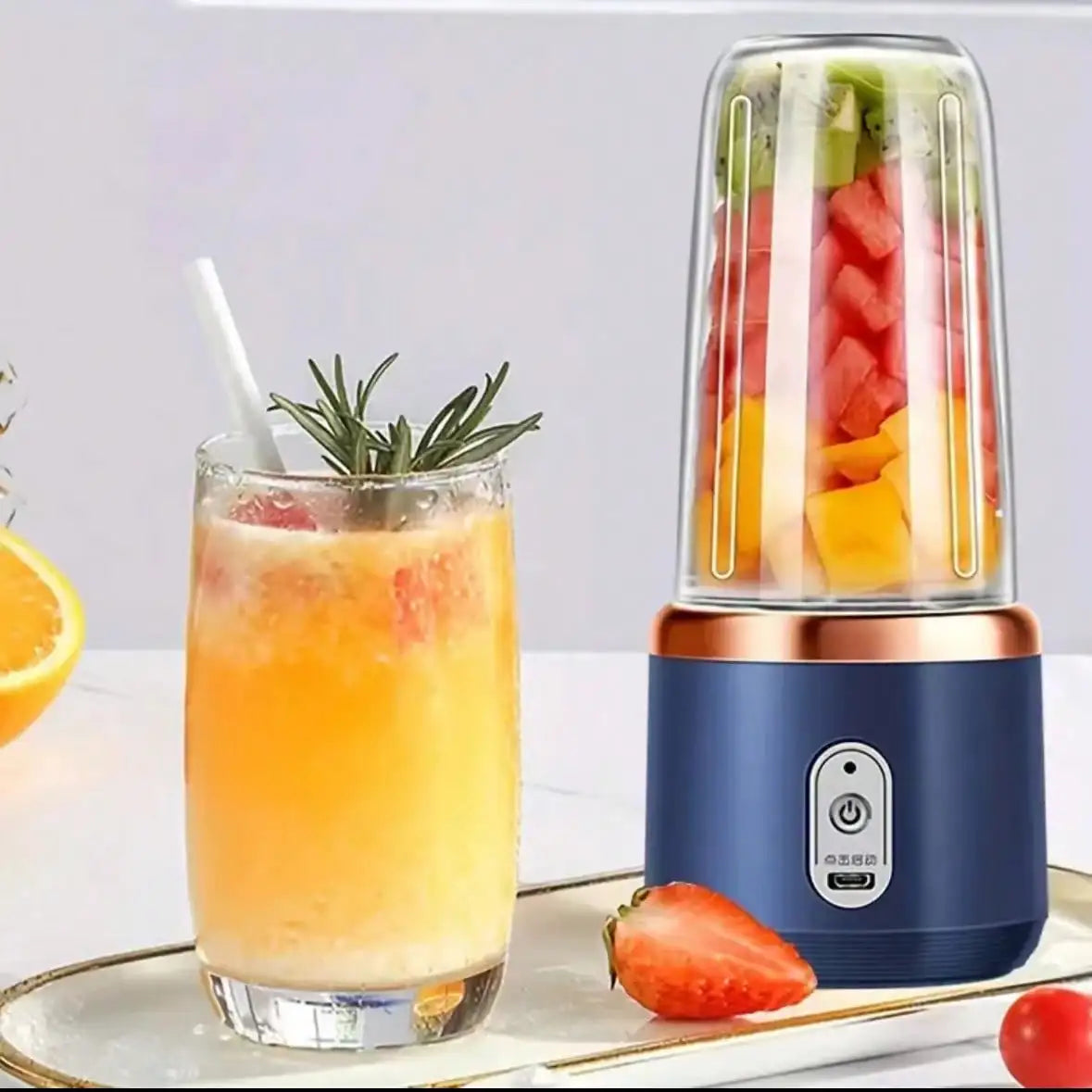 DIAMRI Compact Travel Blender Rechargeable Juicer Cup Ice Crusher