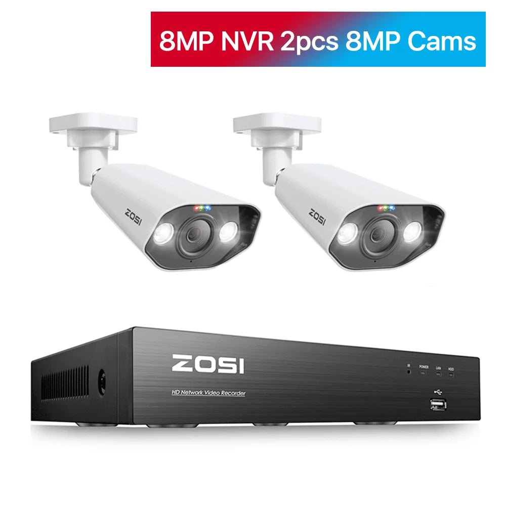 ZOSI 8CH POE Surveillance Kit With 4K AI IP Cameras