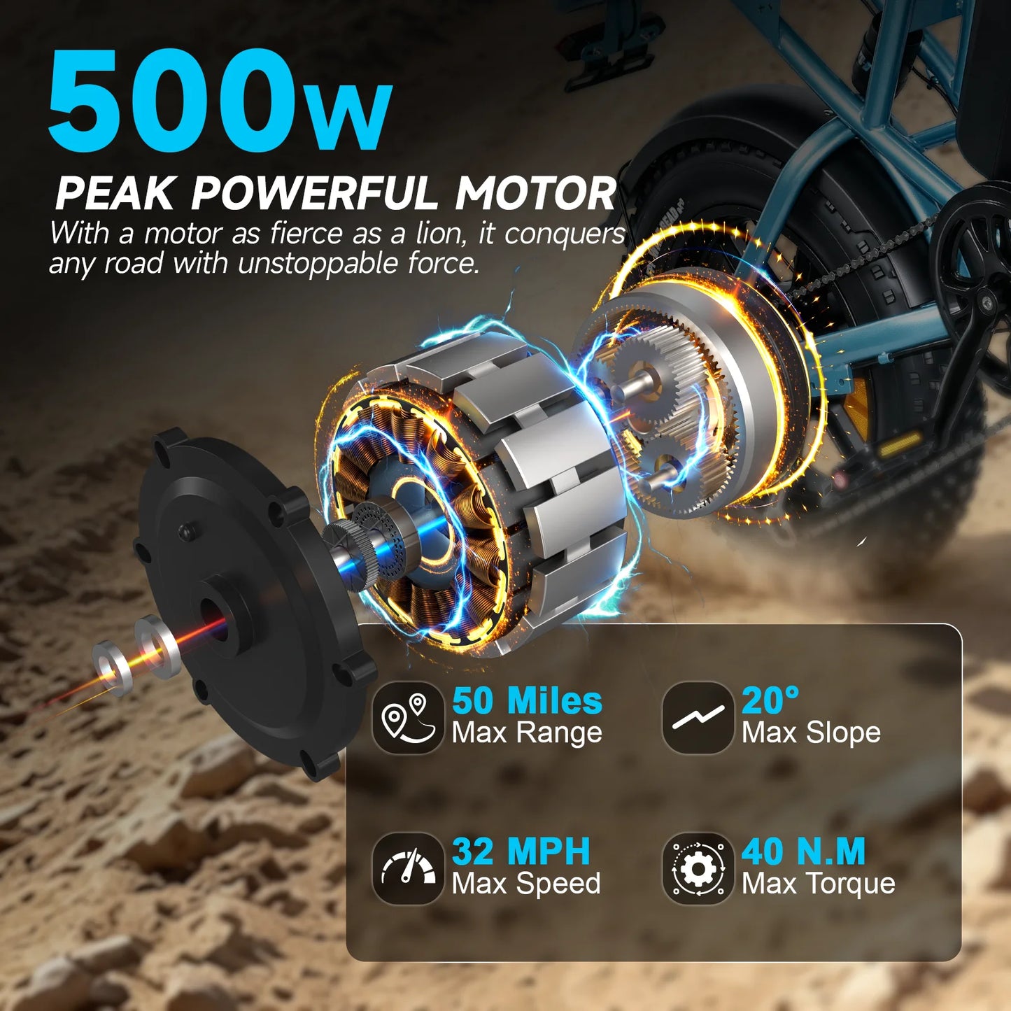 Obx 500W Mini Electric Mountain Bike With Lithium Battery