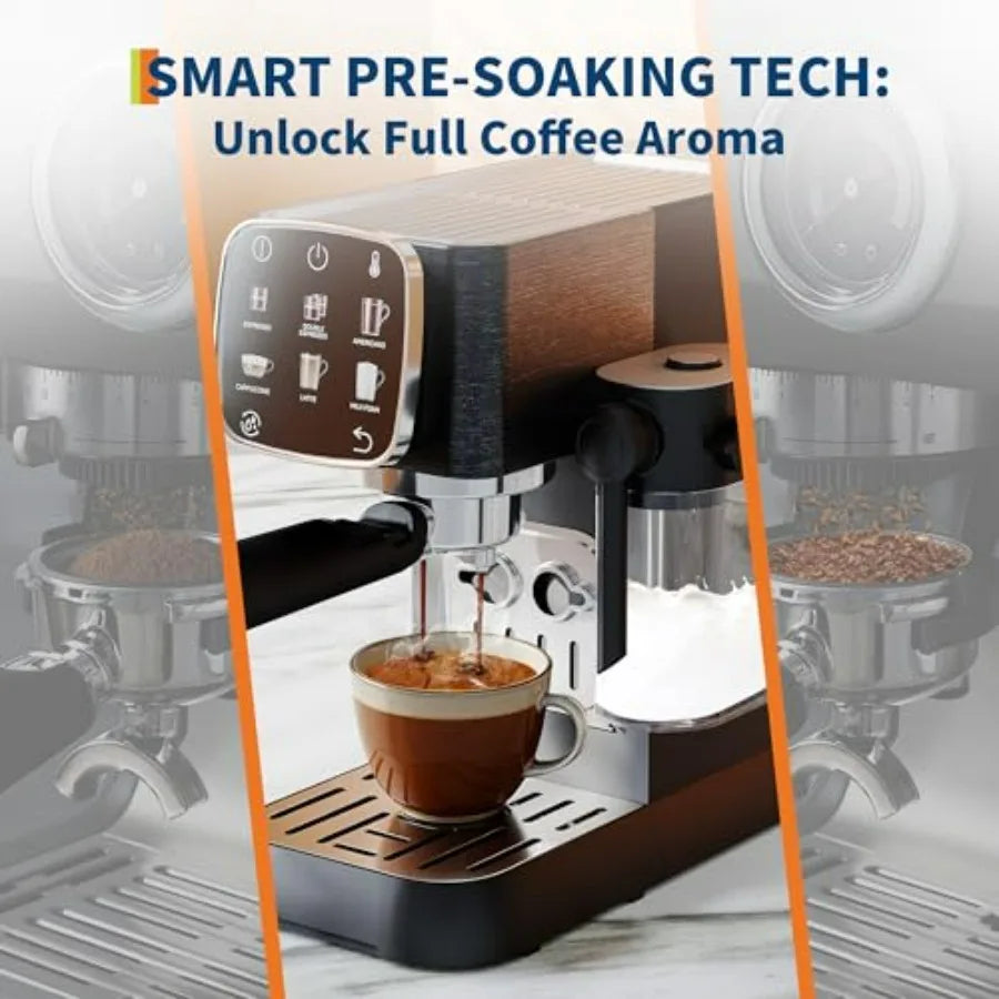 Compact 20 Bar Professional Espresso Machine with Milk Frother and Touchscreen Adjustable Temperature Espresso Coffee Machine F