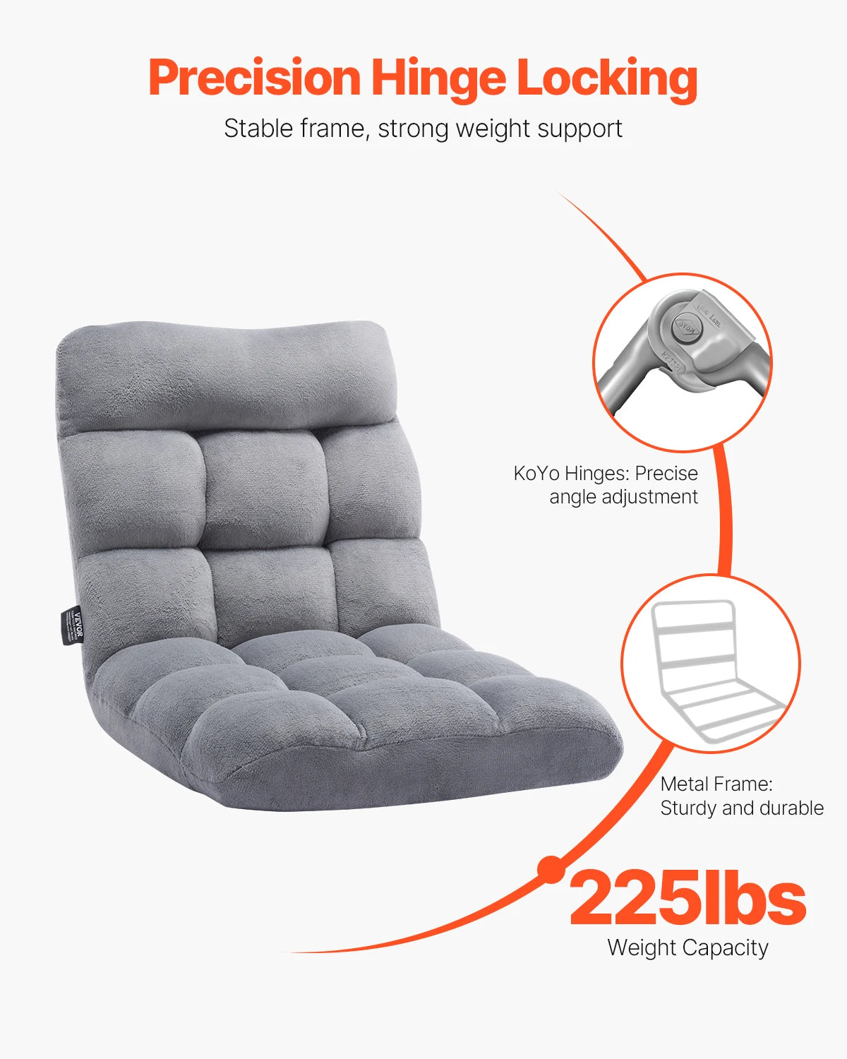 SucceBuy Soft Fabric Folding Floor Chair With Reliable Back Support