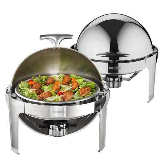 SucceBuy Roll Top Chafing Dish Buffet Set Stainless Steel Chafer