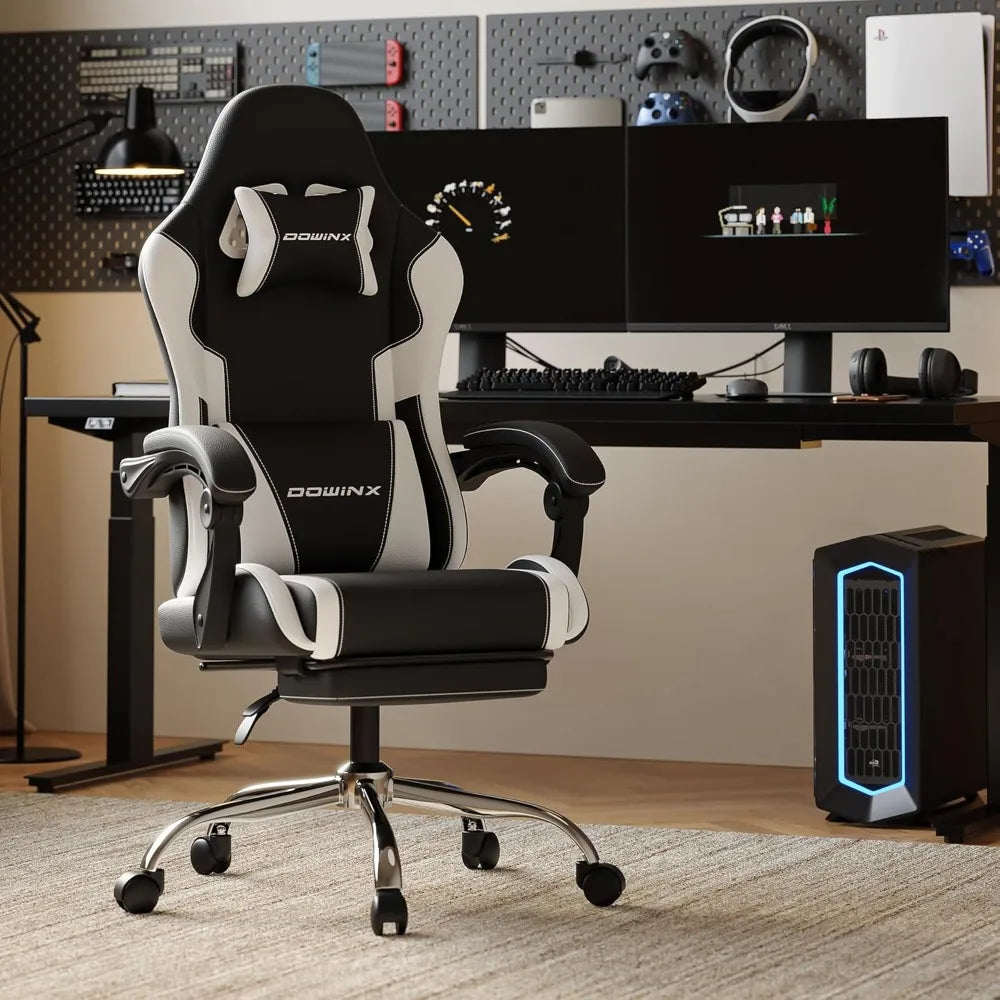 Ergonomic Gaming Chair With Footrest Massage Lumbar Support Adjustable