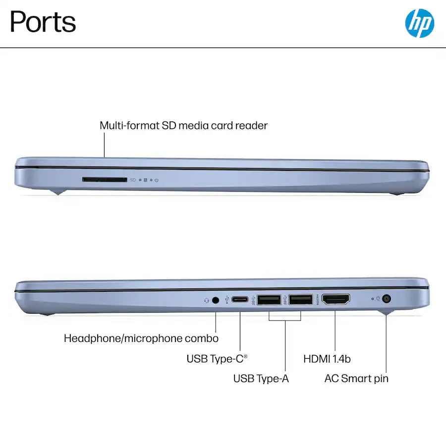 HP 14" HD LED Ultra Light Laptop with 1-Year Microsoft 365,Intel Processor N150,Up to 16GB RAM,384GB Storage (128GB UFS+256GB SD Card),Windows 11 S