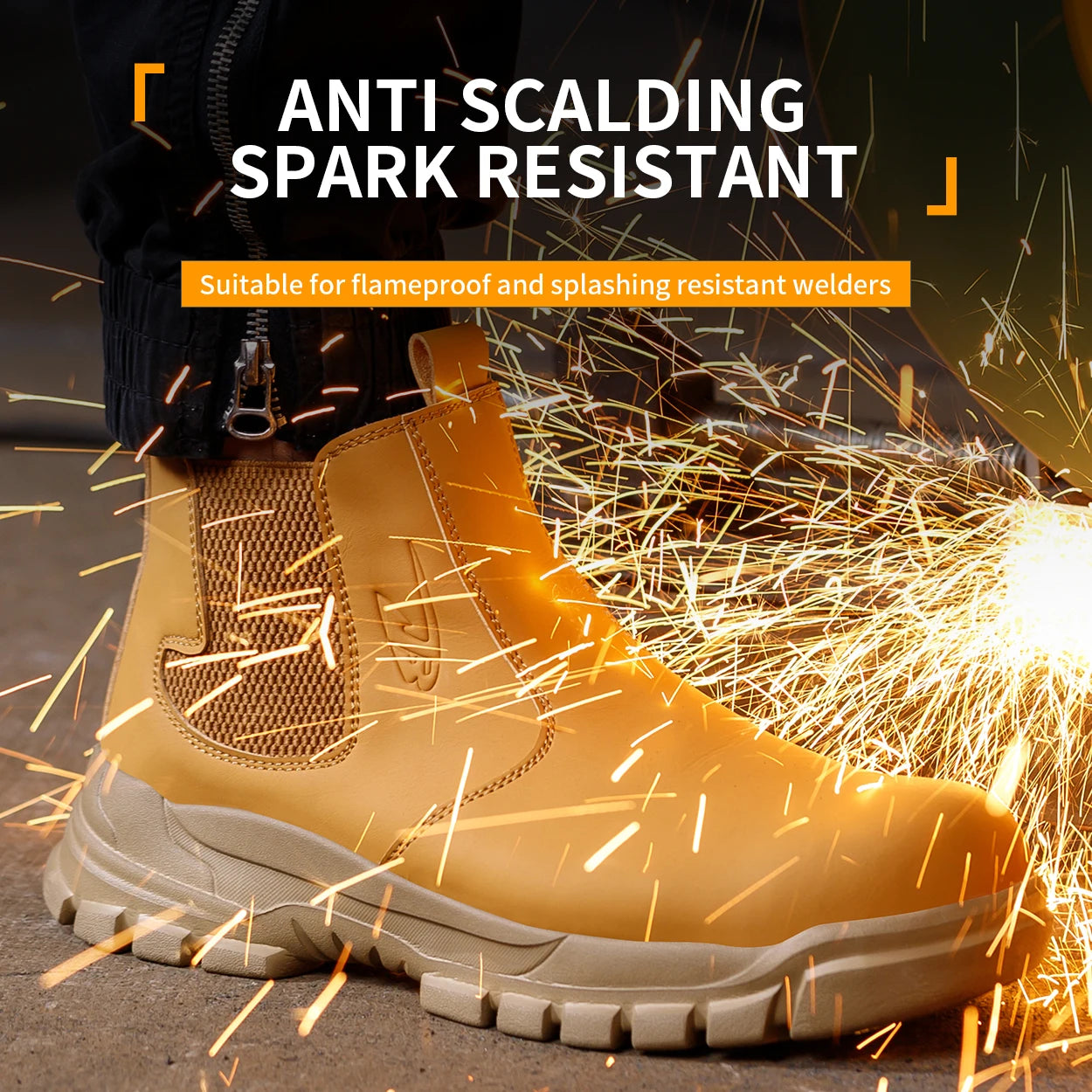 Waterproof Men's Work Safety Boots With Steel Toe Cap