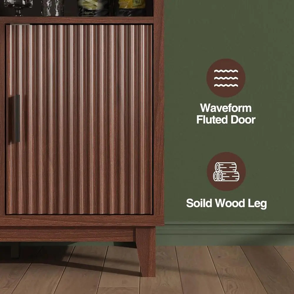Multi-Function Storage Cabinet With Coffee Bar And Wine Rack
