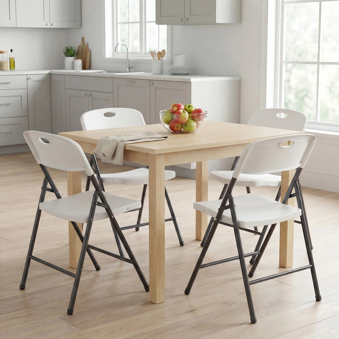 JHK Stackable Plastic Folding Dining Chairs Heavy Duty Set