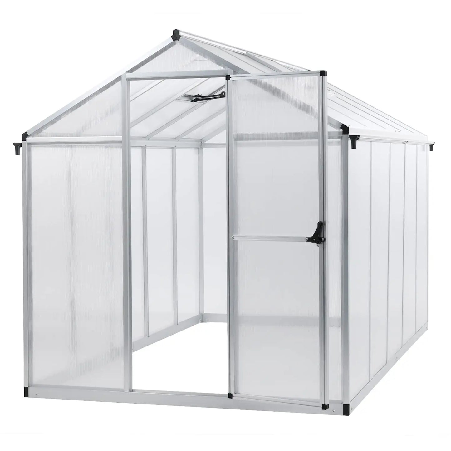 Walk-in Polycarbonate Greenhouse With Aluminum Frame And Roof Vent Lockable Door