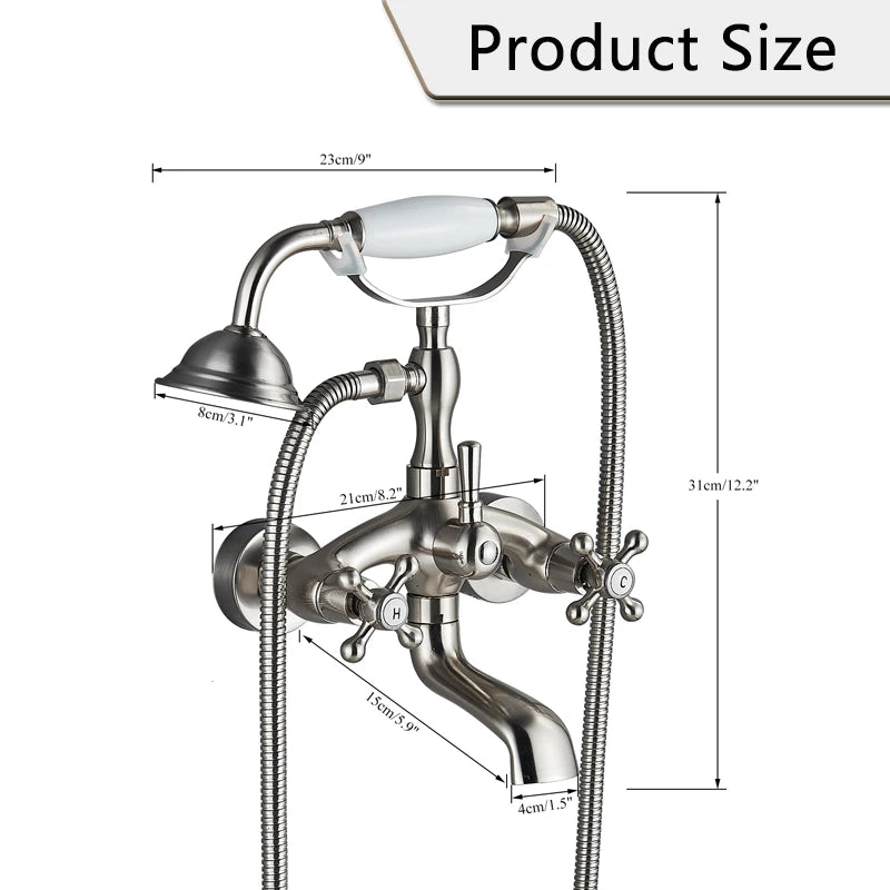 Shinesia Waterfall Bathtub Faucet With Handshower Dual Hot Cold