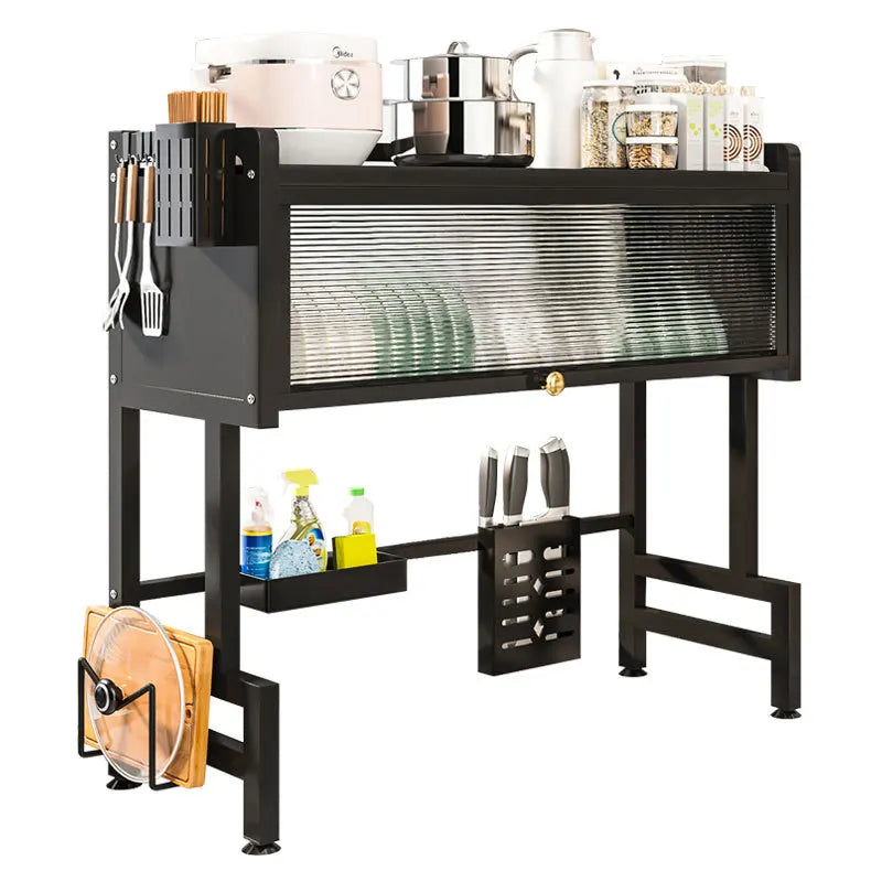 Kitchen Drain Shelf Steel Multi-Functional Kitchen Storage Rack Kitchen Sink Organizer Large Over The Sink Dish Rack with Cover