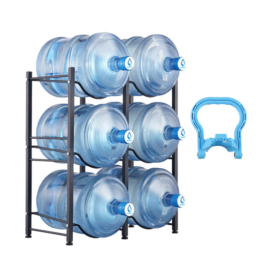 SucceBuy 3/4/5 Tiers Water Jug Holder Iron Water Bottle Holder Double/Single Row Easy Installation for Kitchen Office Livingroom