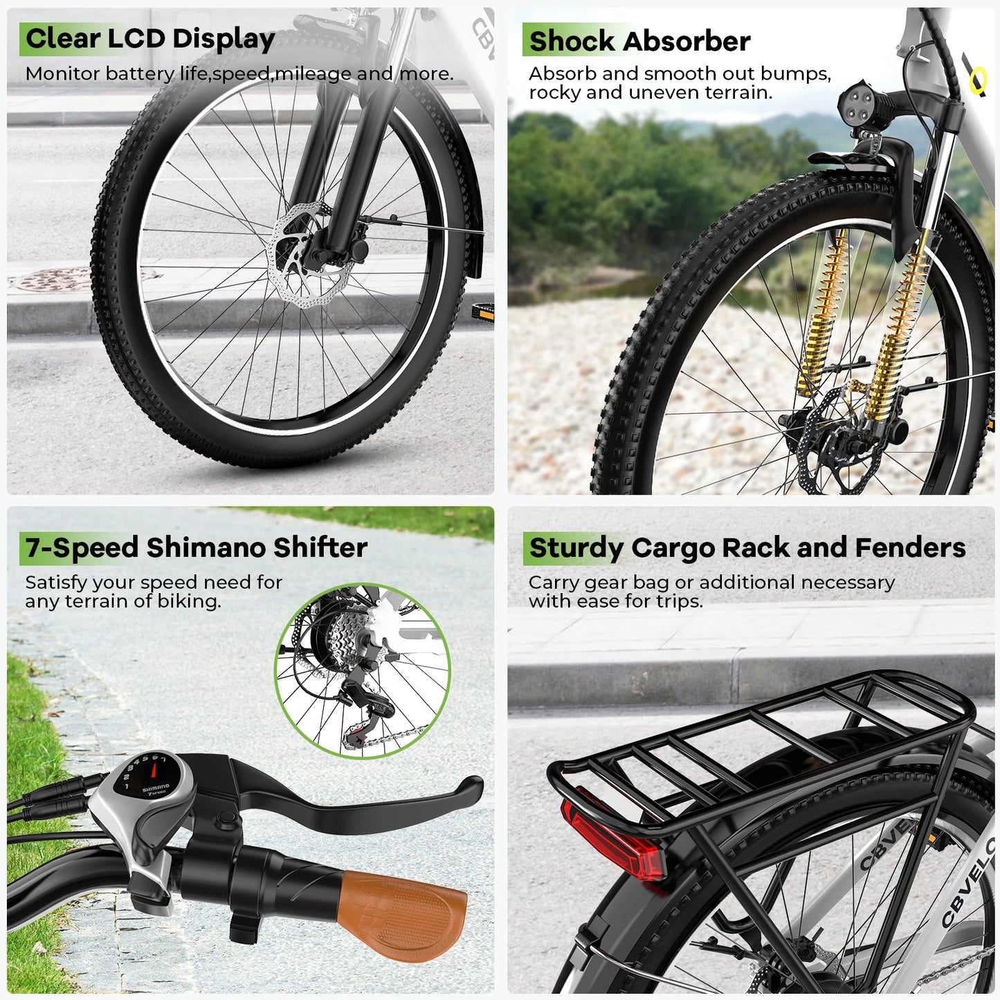 Cybervelo Urban Commute 1000W Electric Bike With Detachable Battery