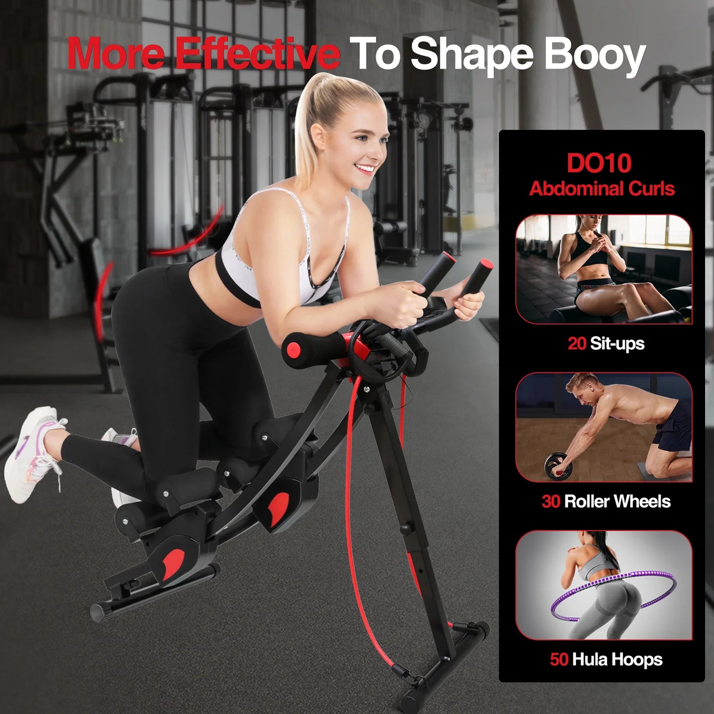 Foldable Adjustable Ab Trainer With Resistance Bands And Lcd