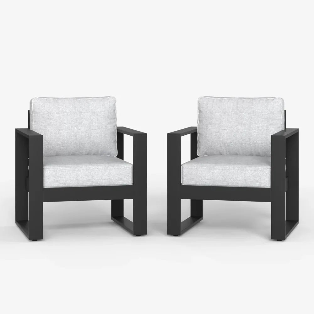 Outdoor Aluminum Patio Armchairs With Removable Washable Cushions