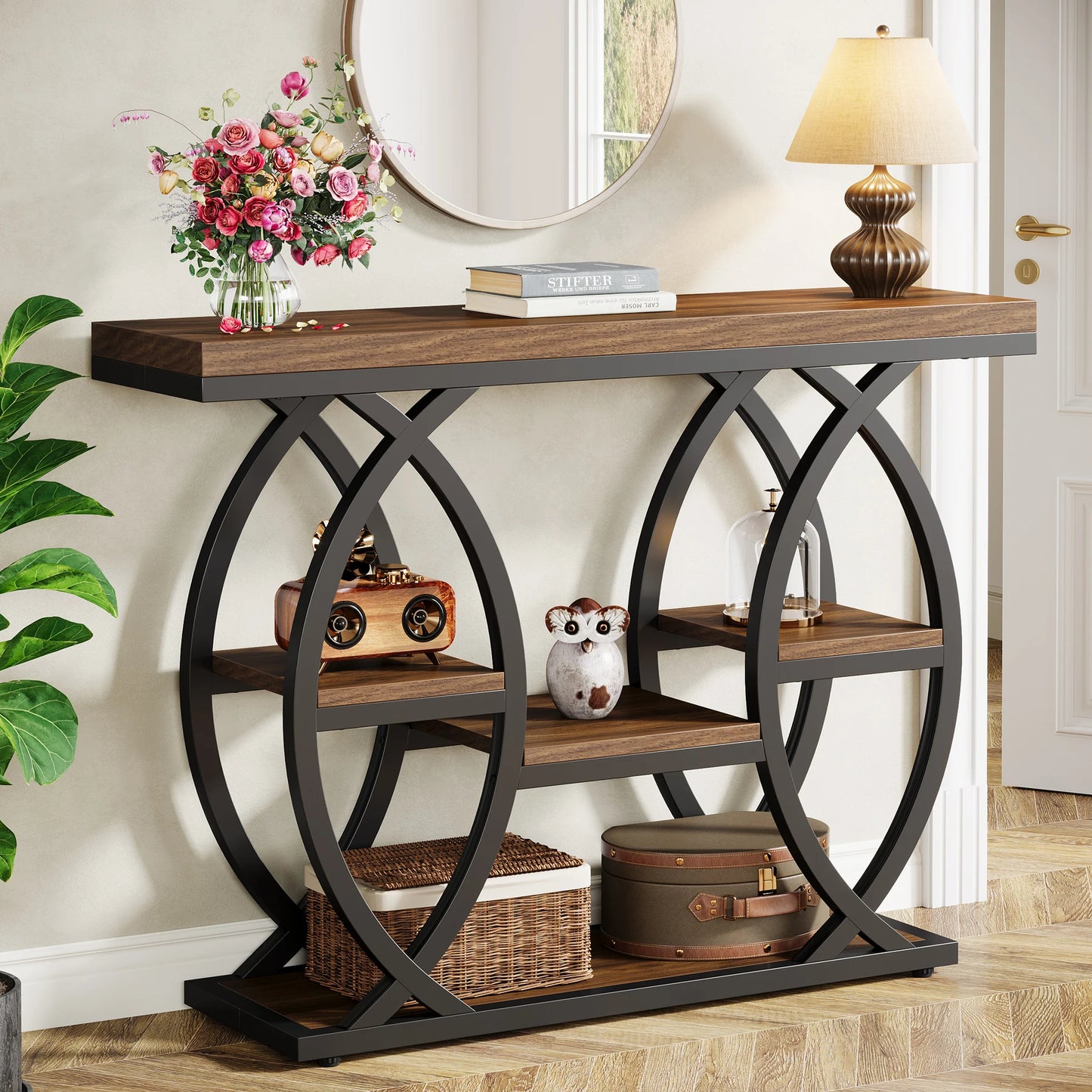 Tribesigns Console Table Industrial 4 Tier Narrow Entryway Sofa Table
