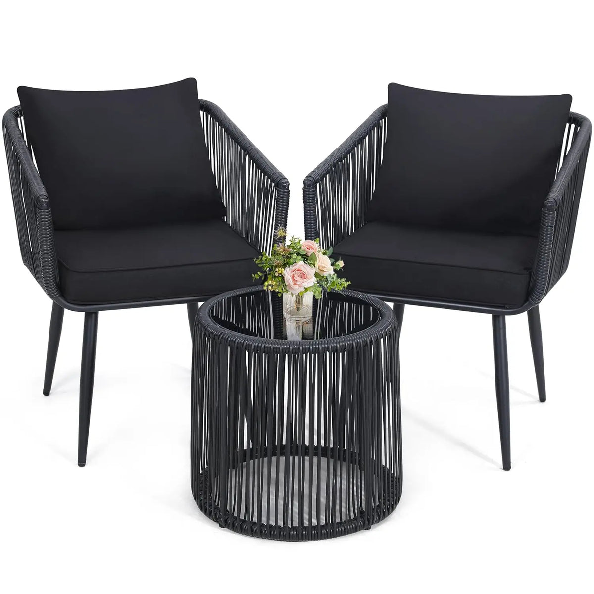 Modern Rattan Outdoor Patio Bistro Set With Sofa And Chairs