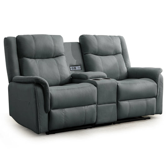 KORSER Two-Seater Loveseat Recliner With USB Ports And Cup Holders