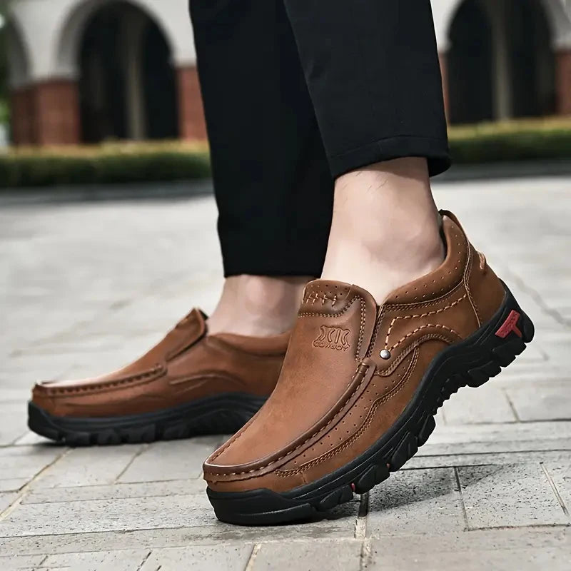 Abfuber Handmade Leather Casual Men Slip On Loafers