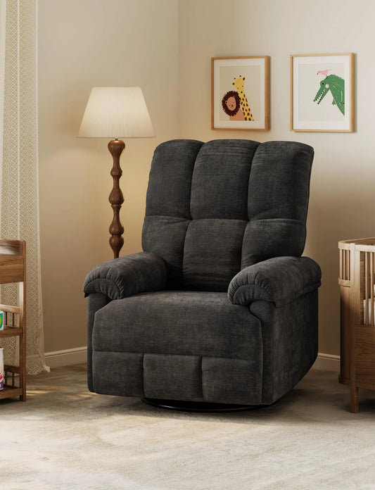 HiMISS Chenille Recliner Chair With Swivel Rocker Padded Armrests